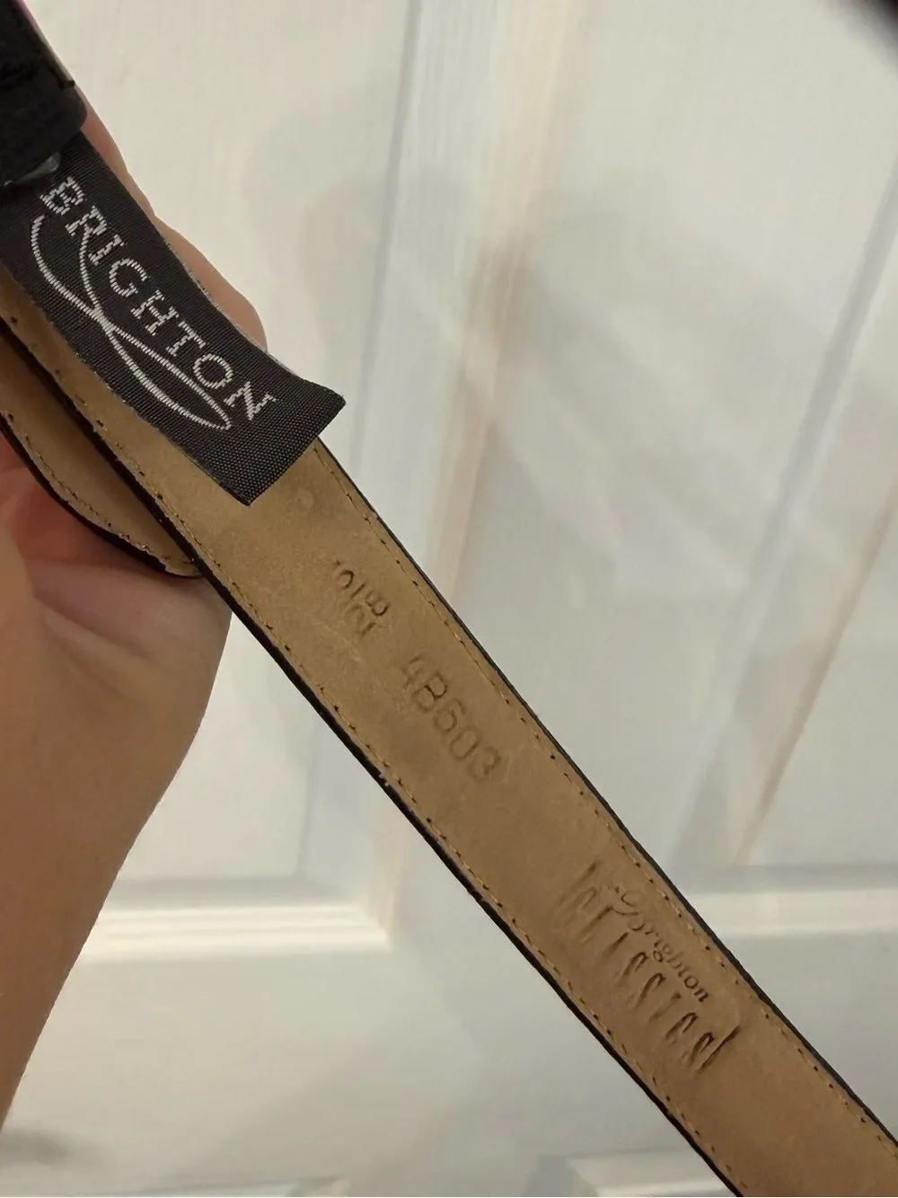 Brighton Black Textured Belt with Gold Buckle